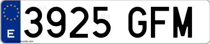 Ejemplo de matrícula de coche ordinaria 3925 GFM