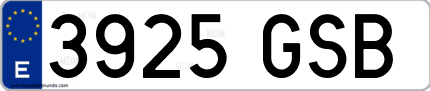 Ejemplo de matrícula de coche ordinaria 3925 GSB