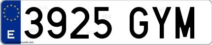 Ejemplo de matrícula española 3925 GYM