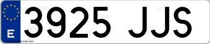 Ejemplo de matrícula española 3925 JJS