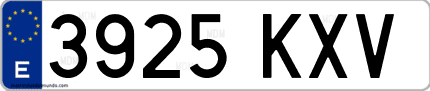 Ejemplo de matrícula de coche ordinaria 3925 KXV