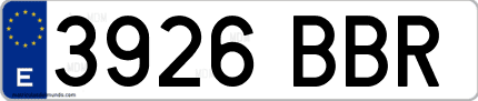 Ejemplo de matrícula de coche ordinaria 3926 BBR