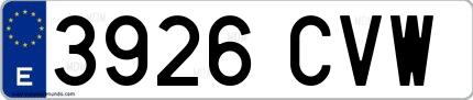 Ejemplo de matrícula española 3926 CVW