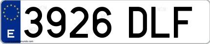 Ejemplo de matrícula española 3926 DLF
