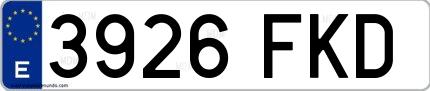 Ejemplo de matrícula española 3926 FKD