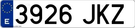 Ejemplo de matrícula española 3926 JKZ