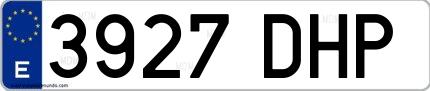 Ejemplo de matrícula española 3927 DHP