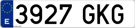 Ejemplo de matrícula española 3927 GKG