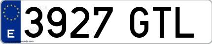 Ejemplo de matrícula española 3927 GTL