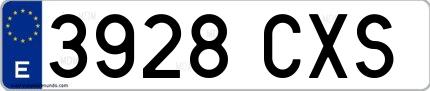 Ejemplo de matrícula española 3928 CXS