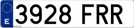 Ejemplo de matrícula española 3928 FRR