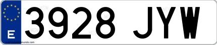 Ejemplo de matrícula española 3928 JYW