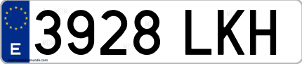 Ejemplo de matrícula de coche ordinaria 3928 LKH