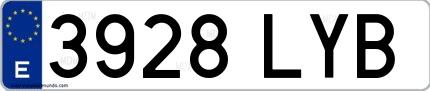 Ejemplo de matrícula española 3928 LYB
