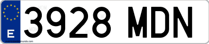 Ejemplo de matrícula de coche ordinaria 3928 MDN