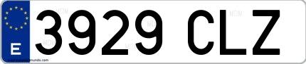 Ejemplo de matrícula española 3929 CLZ