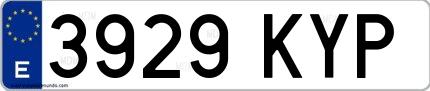 Ejemplo de matrícula española 3929 KYP