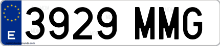 Ejemplo de matrícula de coche ordinaria 3929 MMG