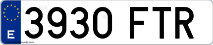 Ejemplo de matrícula de coche ordinaria 3930 FTR