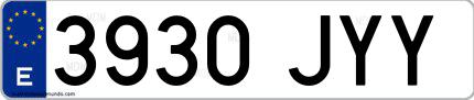 Ejemplo de matrícula española 3930 JYY
