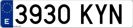 Ejemplo de matrícula española 3930 KYN