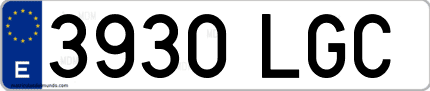 Ejemplo de matrícula de coche ordinaria 3930 LGC
