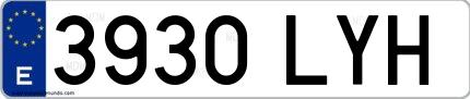 Ejemplo de matrícula española 3930 LYH
