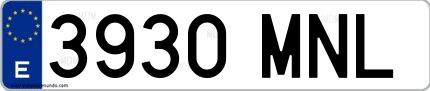 Ejemplo de matrícula española 3930 MNL