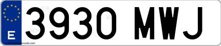 Ejemplo de matrícula española 3930 MWJ