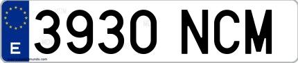 Ejemplo de matrícula española 3930 NCM