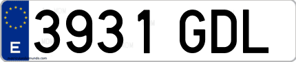Ejemplo de matrícula de coche ordinaria 3931 GDL
