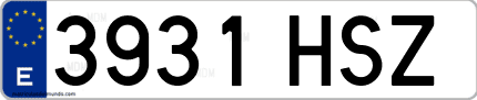 Ejemplo de matrícula de coche ordinaria 3931 HSZ