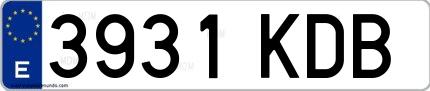 Ejemplo de matrícula española 3931 KDB