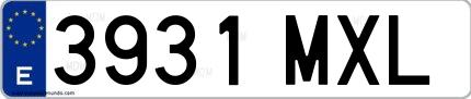 Ejemplo de matrícula española 3931 MXL