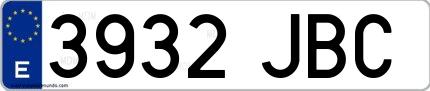 Ejemplo de matrícula española 3932 JBC