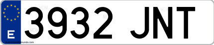 Ejemplo de matrícula de coche ordinaria 3932 JNT