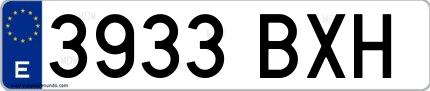 Ejemplo de matrícula española 3933 BXH