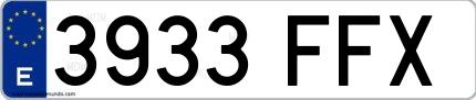 Ejemplo de matrícula española 3933 FFX