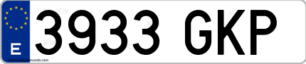 Ejemplo de matrícula de coche ordinaria 3933 GKP