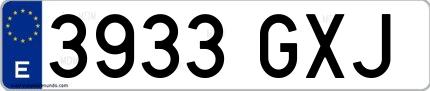 Ejemplo de matrícula española 3933 GXJ