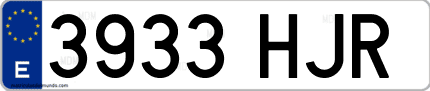 Ejemplo de matrícula de coche ordinaria 3933 HJR