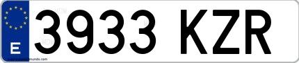 Ejemplo de matrícula española 3933 KZR