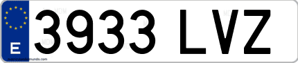 Ejemplo de matrícula de coche ordinaria 3933 LVZ