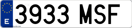 Ejemplo de matrícula de coche ordinaria 3933 MSF