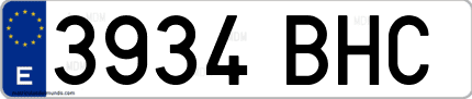 Ejemplo de matrícula de coche ordinaria 3934 BHC
