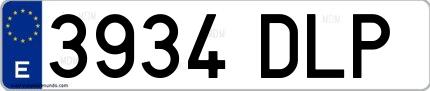 Ejemplo de matrícula española 3934 DLP