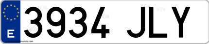 Ejemplo de matrícula de coche ordinaria 3934 JLY
