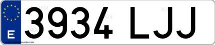 Ejemplo de matrícula española 3934 LJJ