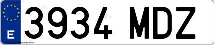 Ejemplo de matrícula española 3934 MDZ