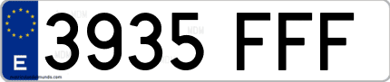 Ejemplo de matrícula de coche ordinaria 3935 FFF